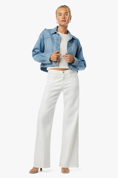 JOE'S JEANS white low-rise wide-leg jeans, front view