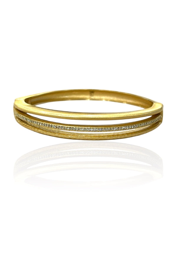 LUMIERE pavé bangle, gold-toned with sparkling stone row on wide band
