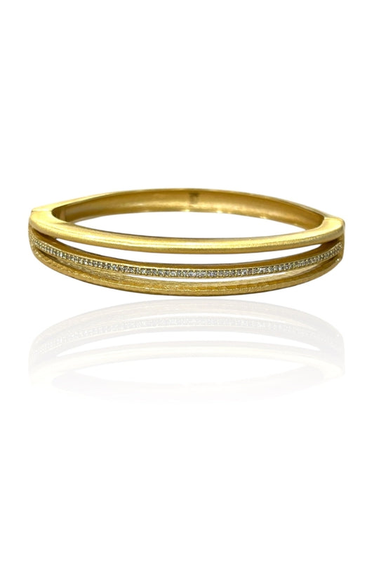 LUMIERE pavé bangle, gold-toned with sparkling stone row on wide band