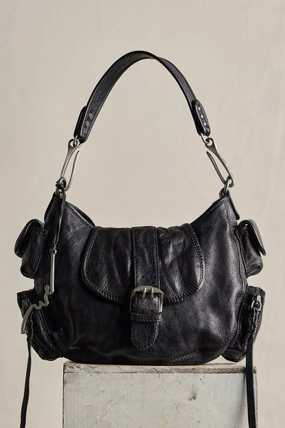We The Free Baby Asher Black Leather Purse front view 