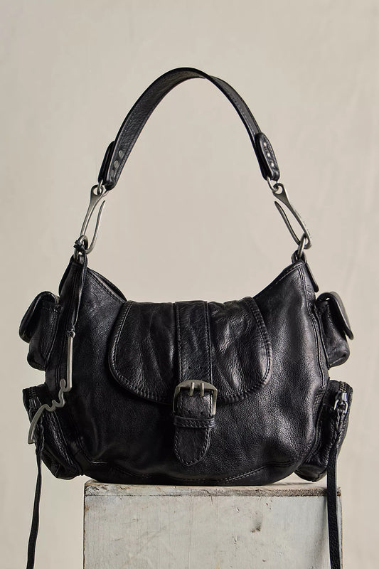 We The Free Baby Asher Black Leather Purse front view 