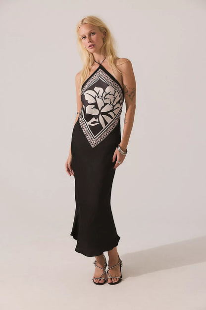 Citrine midi dress raven combo front view 