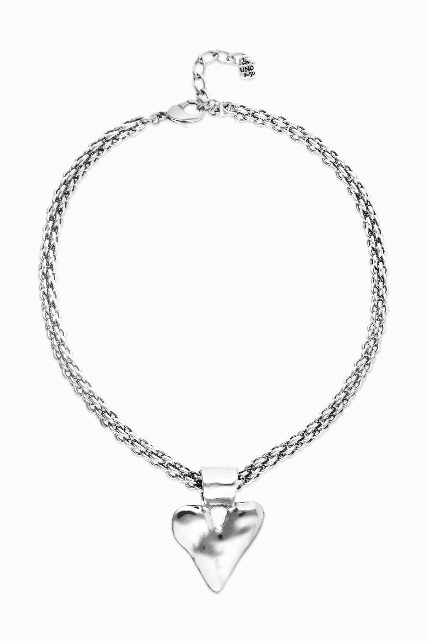 Silver chain necklace with small heart pendant