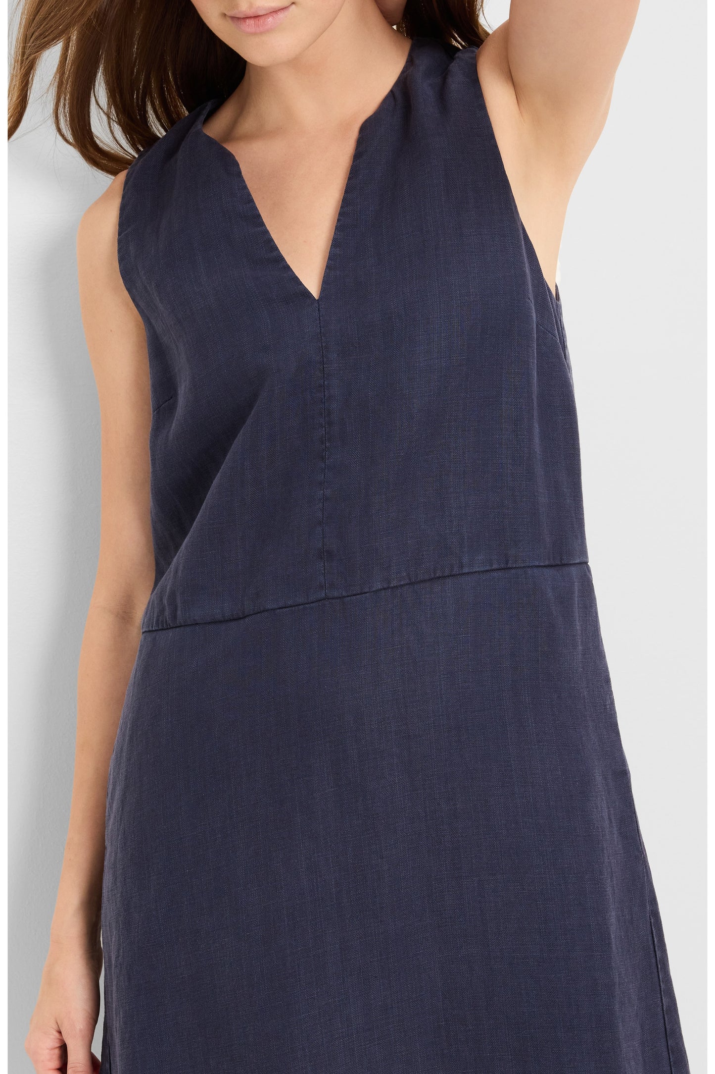 Maelie notch neck shift dress in nocturnal closeup view