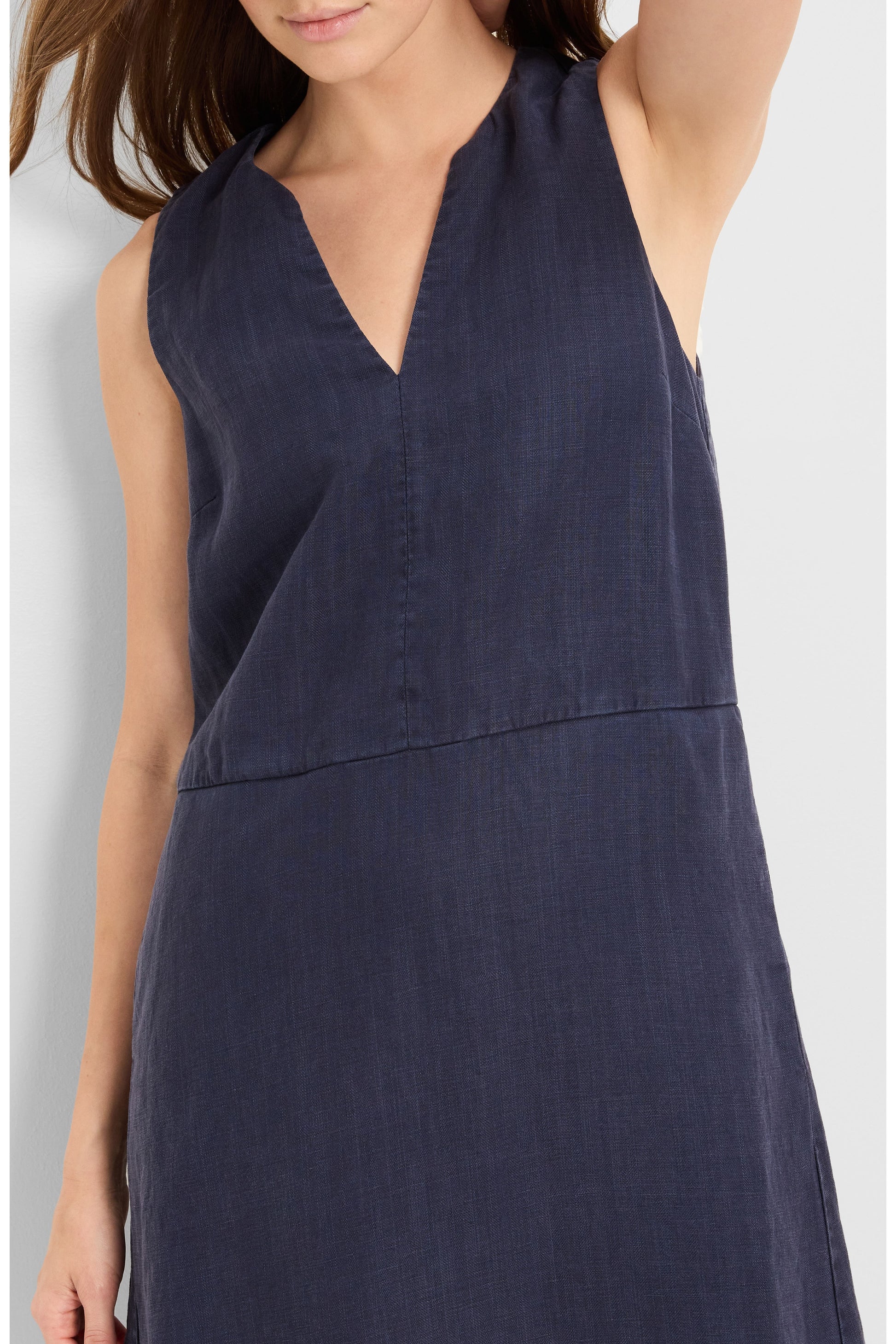 Maelie notch neck shift dress in nocturnal closeup view