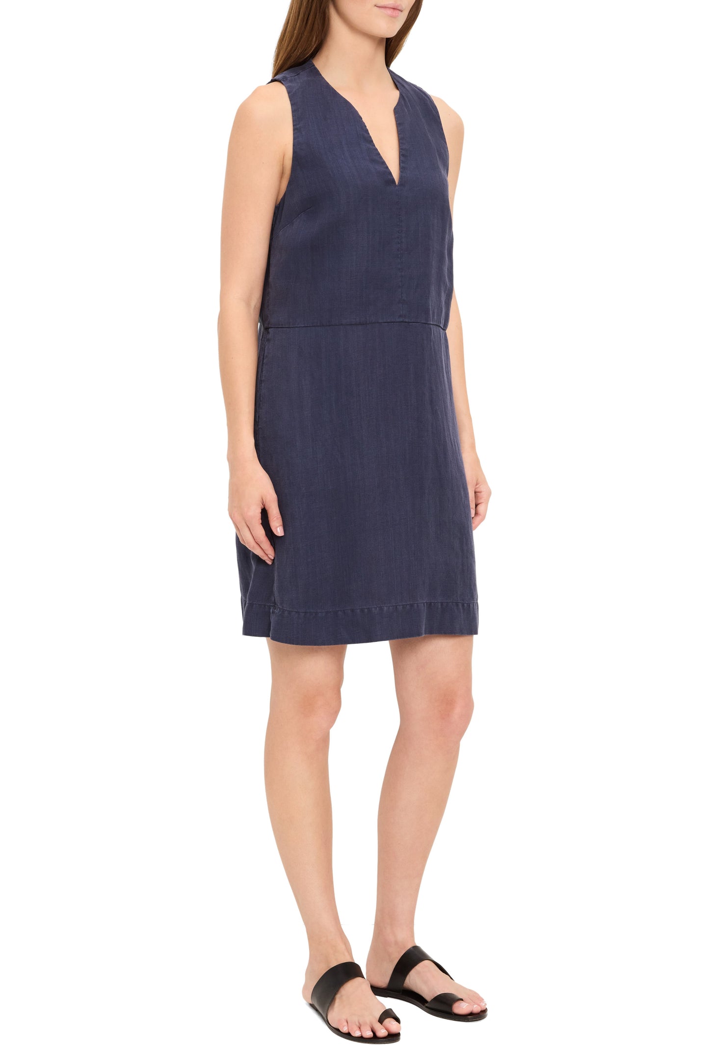 Maelie notch neck shift dress in nocturnal side view