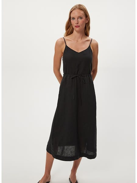 SABINE VNECK TIE FRONT MIDI DRESS