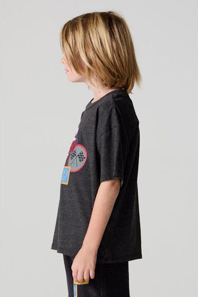 Race Patches Tee in Vintage Black Side View