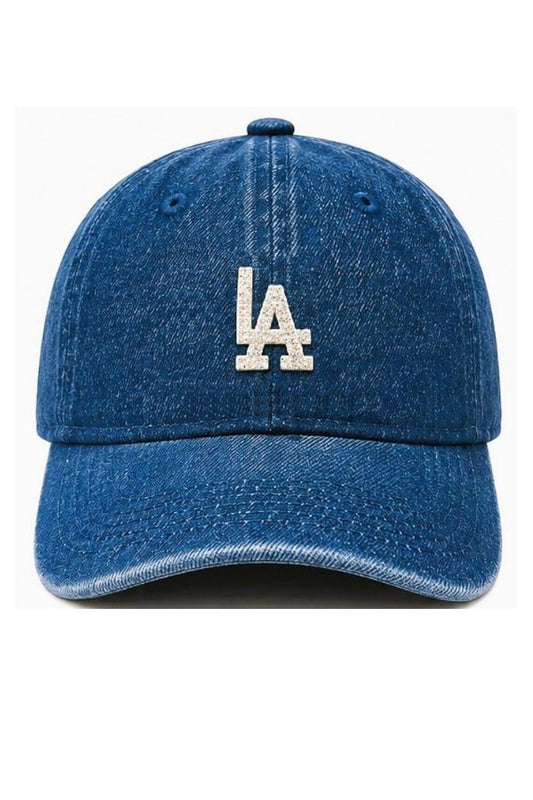 Kids denim ball cap with LA logo on front