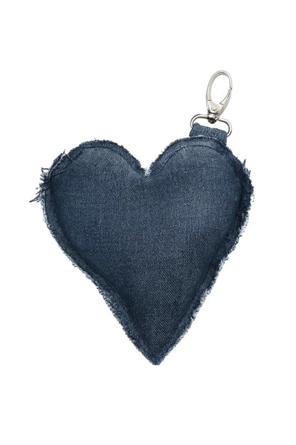 Blue heart-shaped keychain on a white background