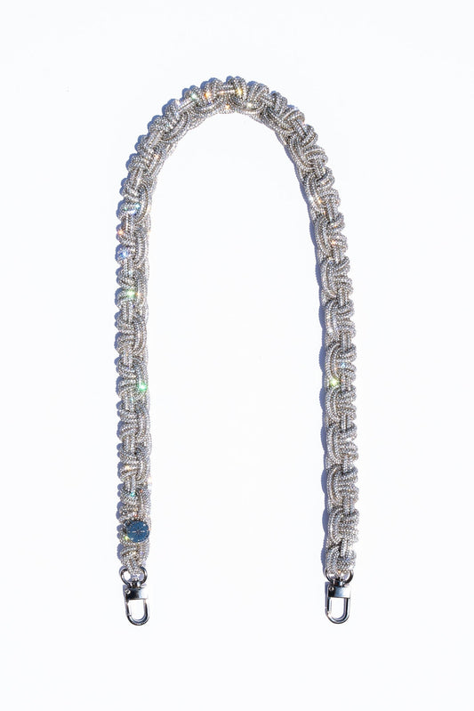 30" braided chain strap with silver clips and attachment loops