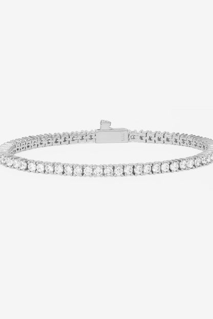 Silver-tone tennis bracelet with row of white pavé stones