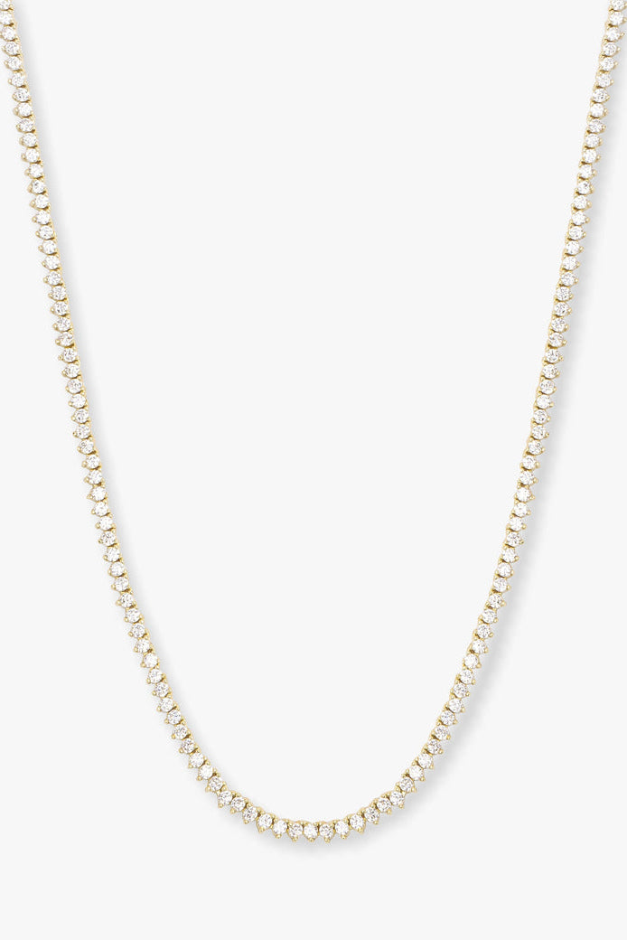 Gold tennis necklace with white pavé stone chain, 18 in