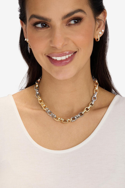 Gold-and-silver 9mm chain link necklace