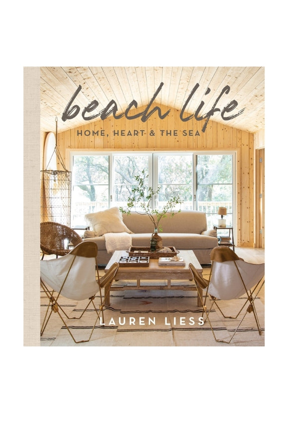 Beach Life book cover with beach-themed cursive title and living room photo
