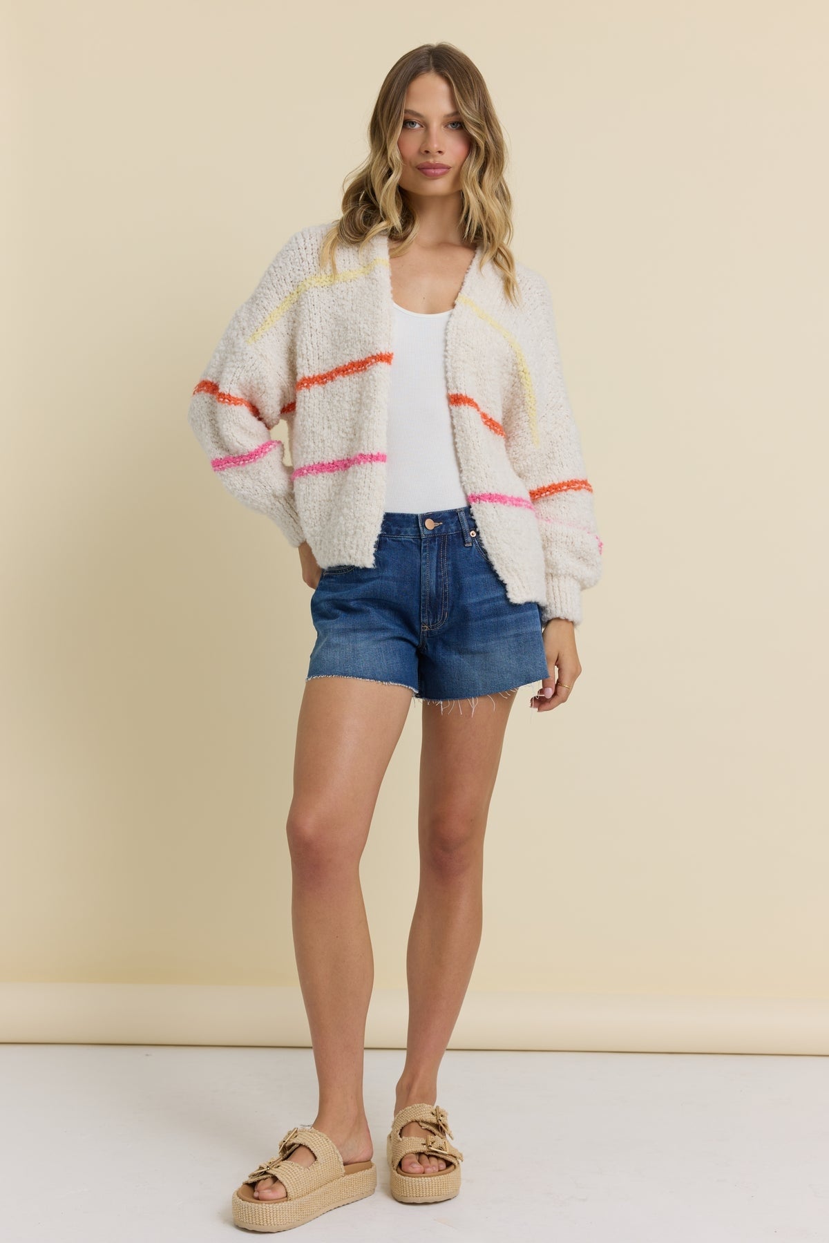 Multi Striped Cardigan Sweater 