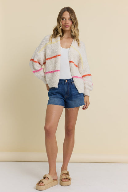 Multi Striped Cardigan Sweater 