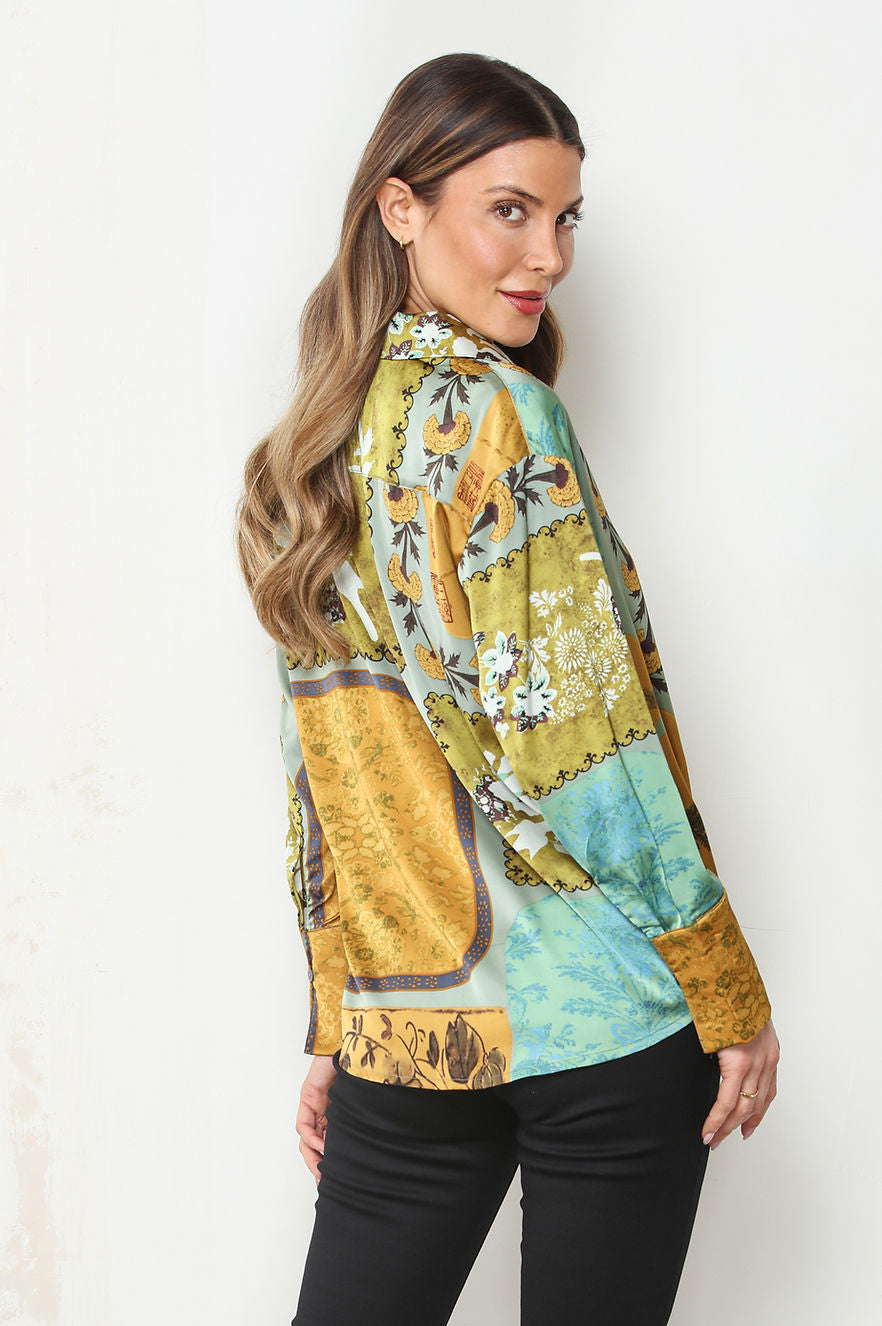 SATIN BUTTON DOWN SHIRT