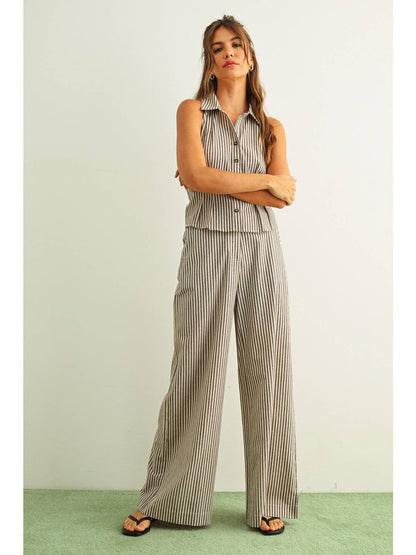 STRIPED PATTERN COLLARED SHORT SLEEVE  (+colors)
