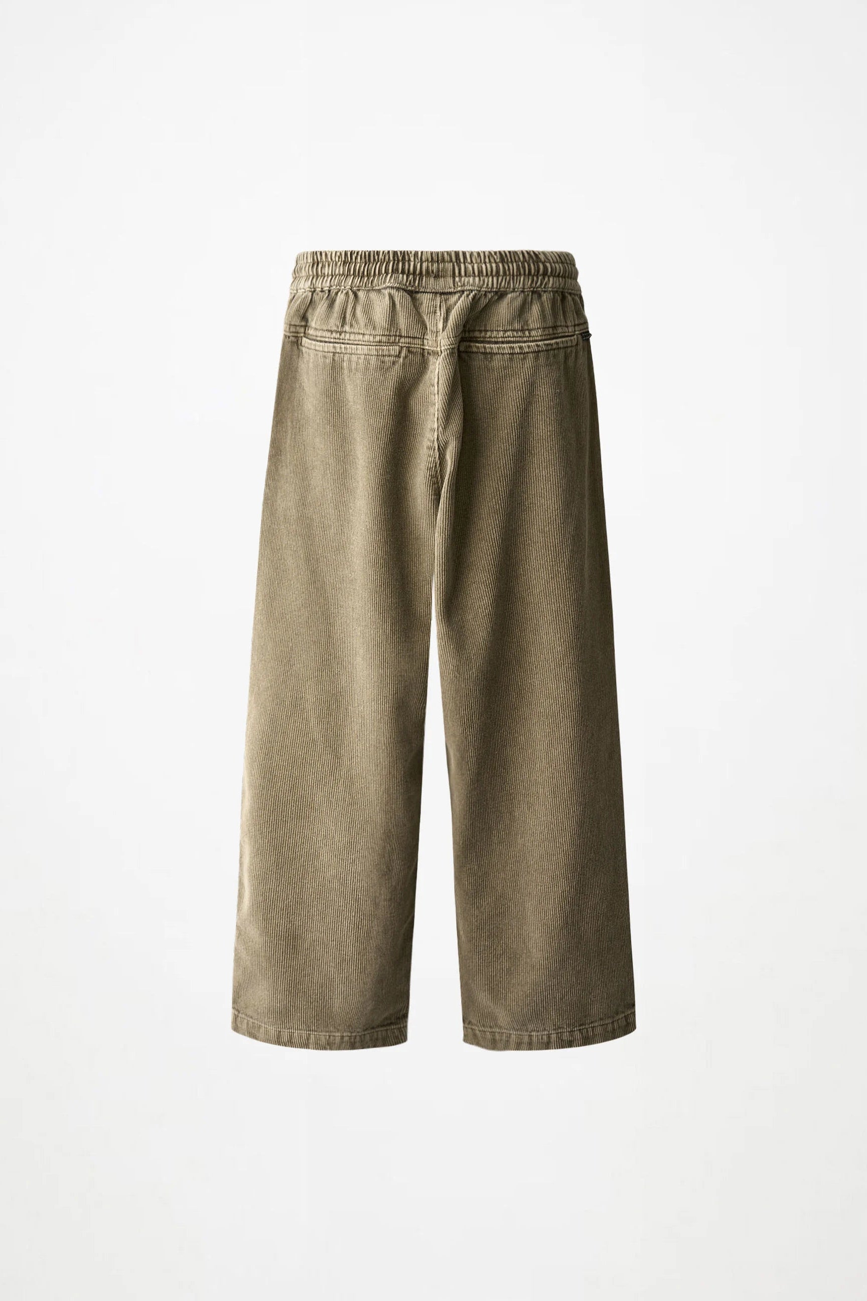 Aster pants in washed bark, wide-leg denim with elastic waistband and drawstring