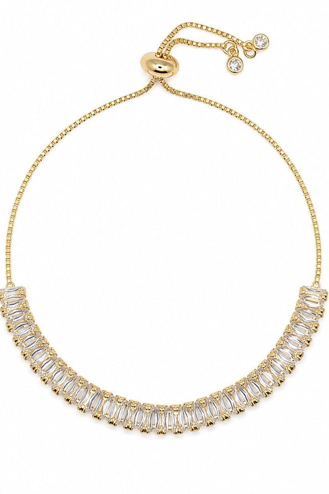 CZ BAGUETTE PULL CHAIN BRACELET