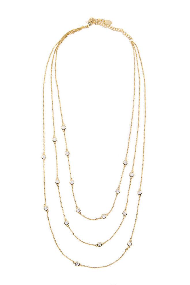 TRIPLE LAYER BEZEL NECKLACE