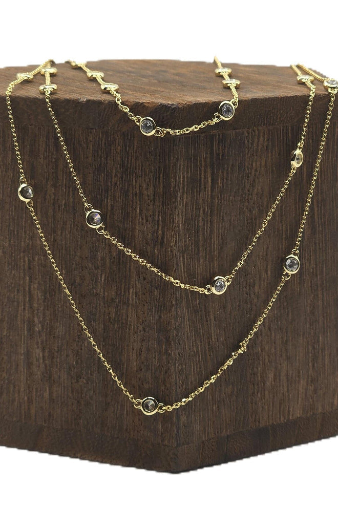 TRIPLE LAYER BEZEL NECKLACE