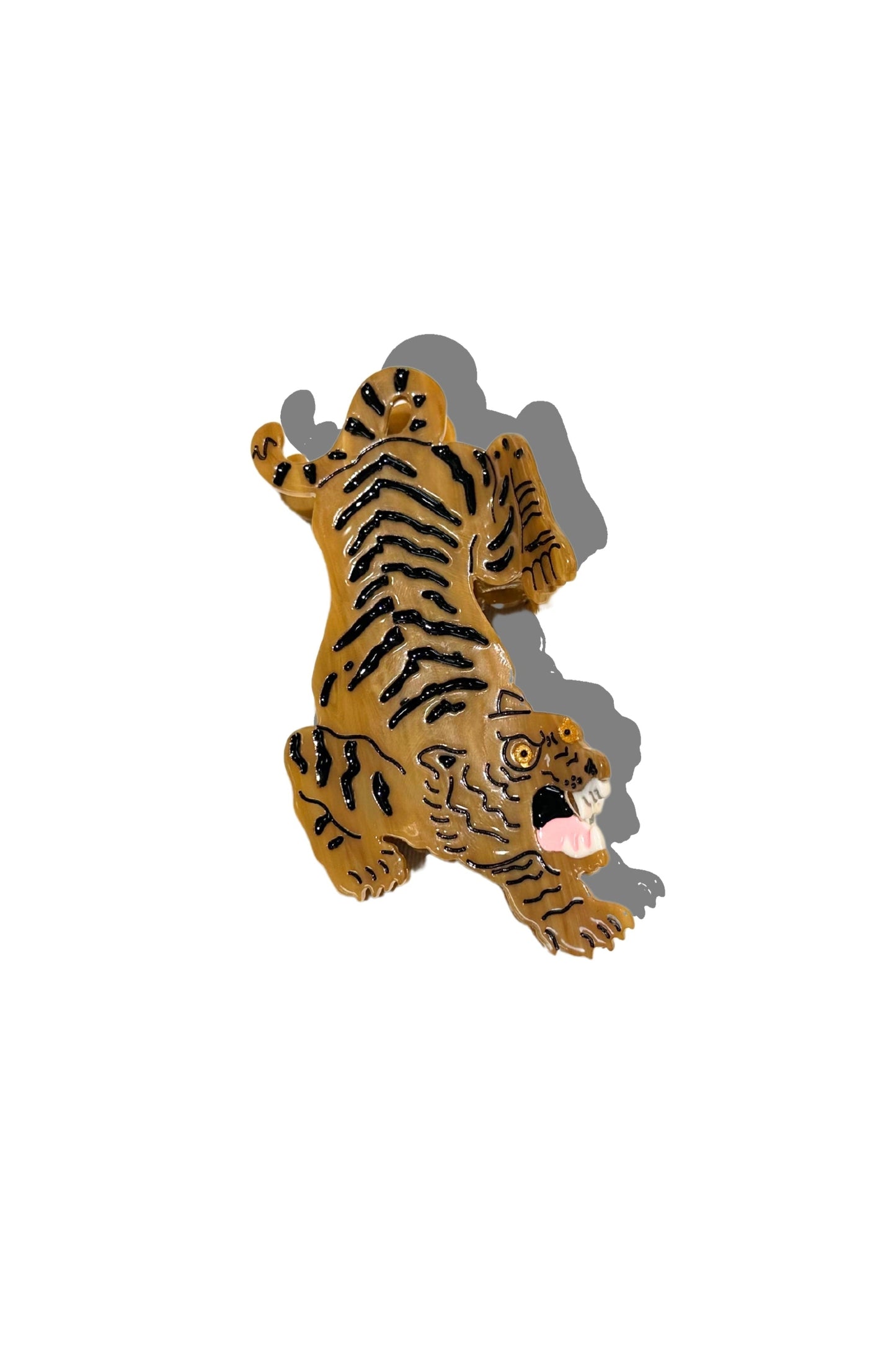 Tiger hair clip on a white background
