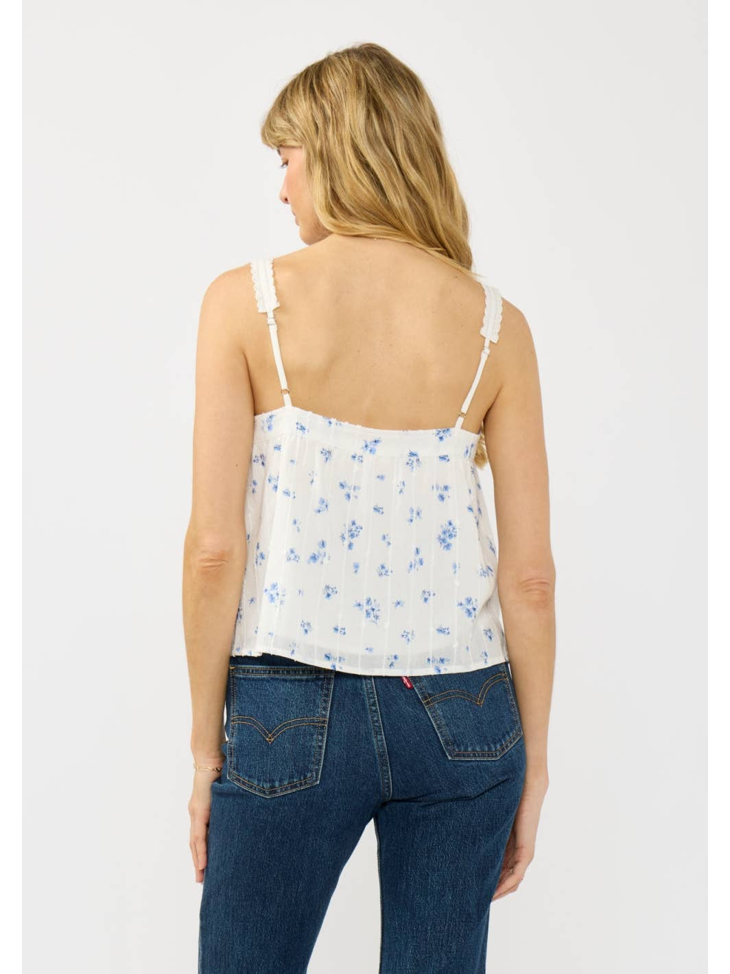 SQUARE NECK LACE STRAP TANK