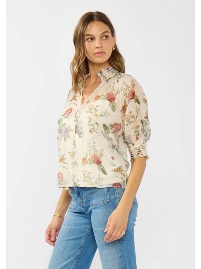 PUFF SLEEVE BUTTON DOWN TOP