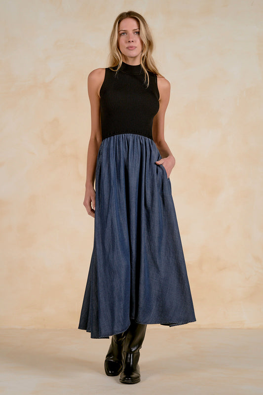 MOCK NECK SLEEVELESS MAXI
