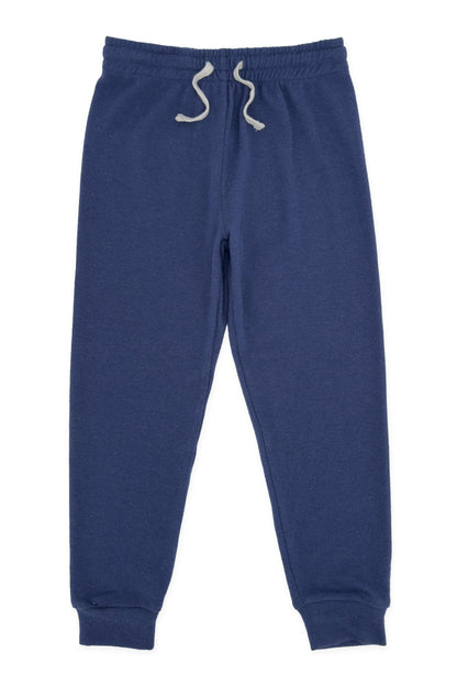 Crown blue sweatpants on a light gray background
