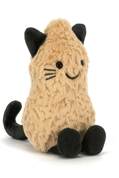 Peanut Cat Plushie tan and black