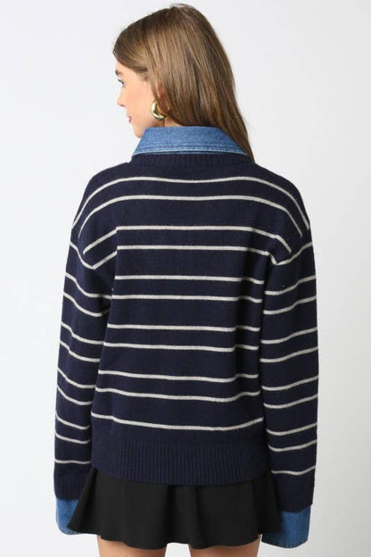 DENIM CONTRAST SWEATER