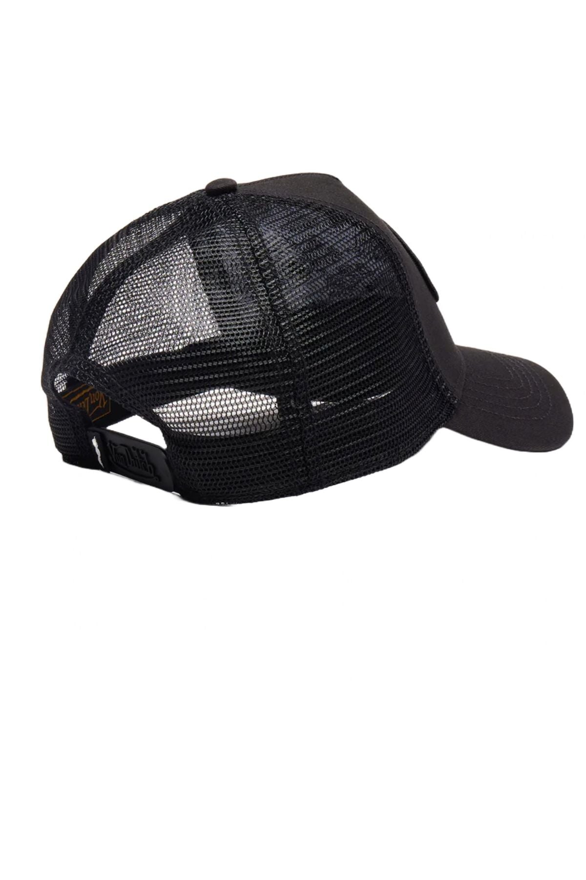 Side View of Black Von Dutch Clean Cut Trucker Hat 