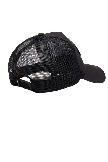 Side View of Black Von Dutch Clean Cut Trucker Hat 