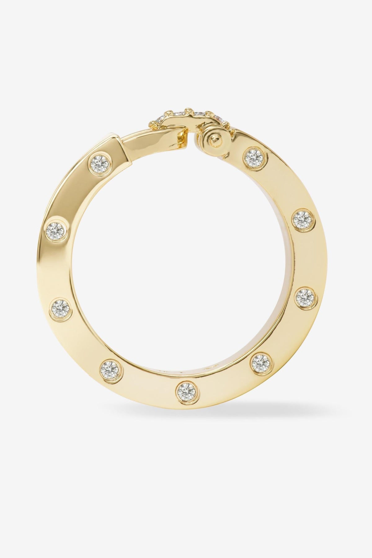 Ashley Smooth Lock ring with embedded diamonds on a white background