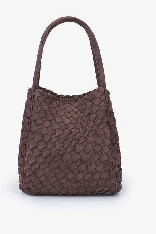 Hollace mini tote faux suede in chocolate