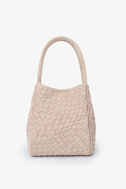 Hollace mini tote faux suede woven in Foundation color variant 
