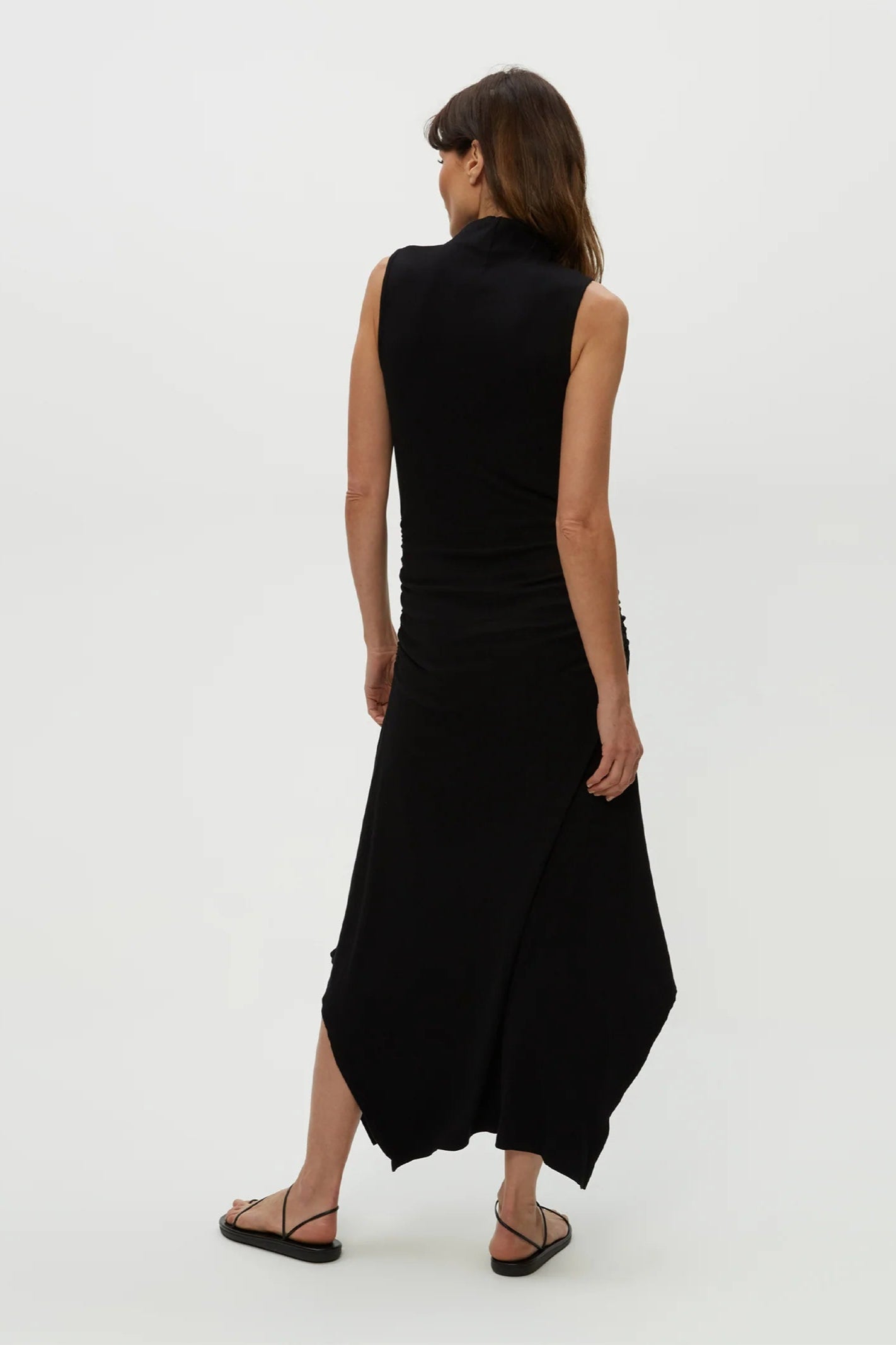 Nicola Handkerchief midi dress in black back view