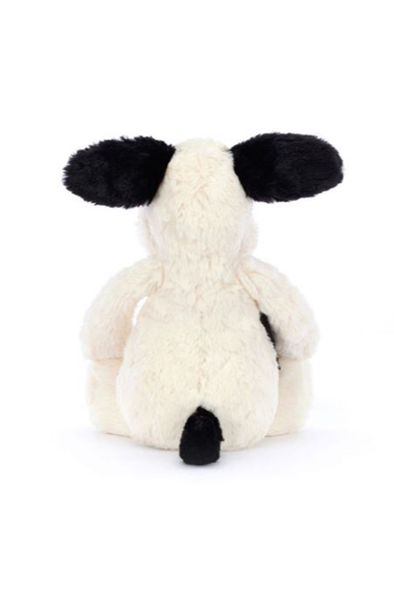 Bashful Stuffed medium puppy in black n cream back view