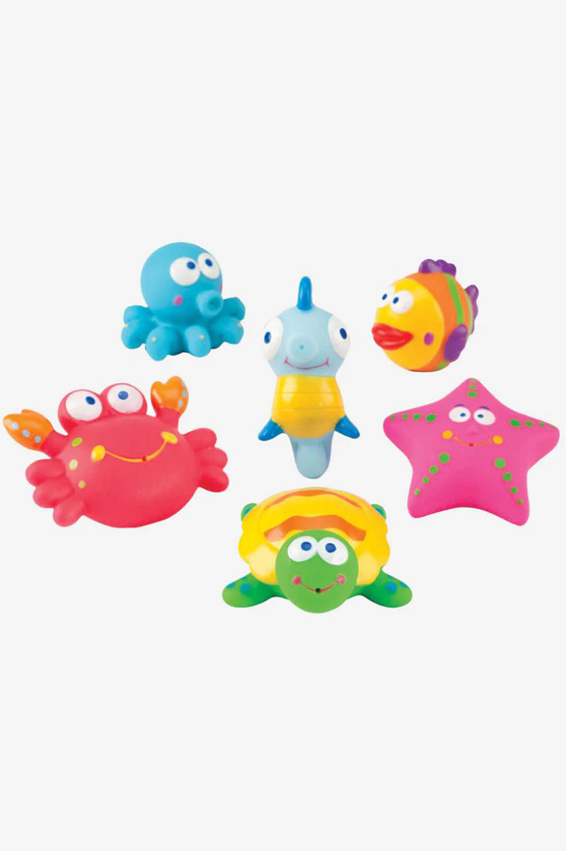 Baby bath squirt toy set with ocean characters: octopus, fish, starfish, clownfish, seahorse