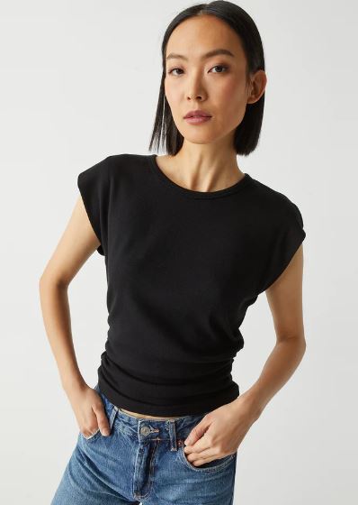 JONI CREWNECK POWER SHOULDER TOP