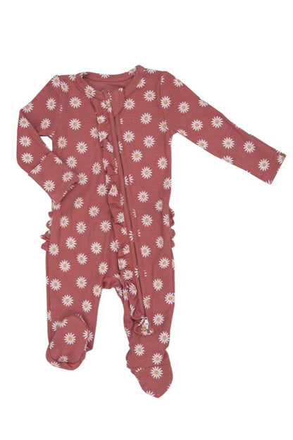 FLORAL RUFFLE FOOTIE ONESIE