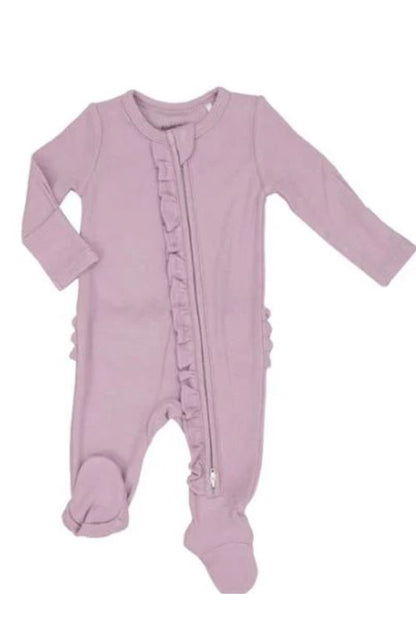 FLORAL RUFFLE FOOTIE ONESIE