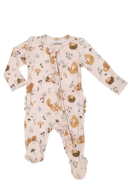 FLORAL RUFFLE FOOTIE ONESIE