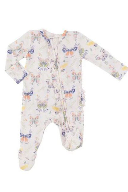 FLORAL RUFFLE FOOTIE ONESIE