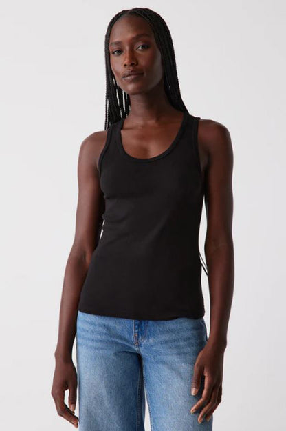 JUNO scoop-neck tank top, BLACK—front view