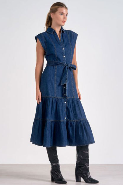 CAP SLEEVE BELTED DRESS