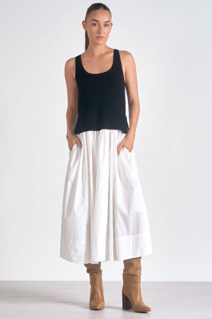 MIDI WOVEN/KNIT DRESS